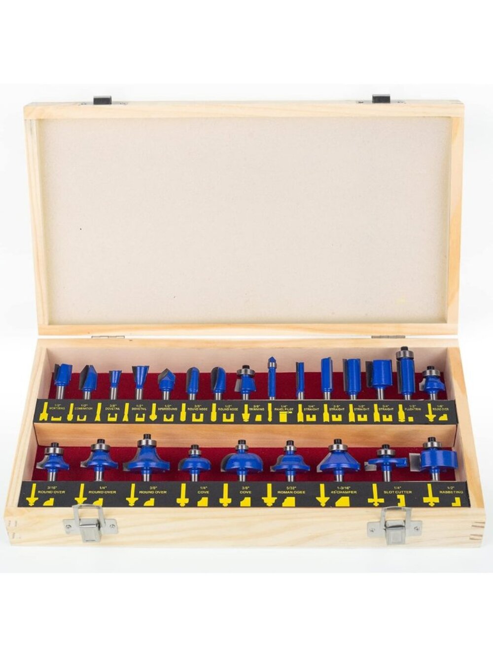 24-Piece Tungsten Carbide Router Bits Set, 1/4" Shank Woodworking Tools for